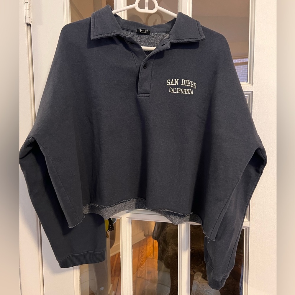 Brandy Melville Navy Blue Cropped Sweatshirt Pullover “San Diego California” OS